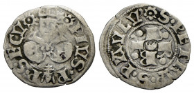 ROMA. Pio II (1458-1464) Bolognino (g. 0,44). Busto frontale del papa R/ S PETRVS S PAVLV Lettere URBI e globetti intorno a crescente. Munt. 20 AR RAR...