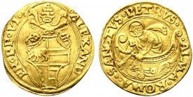 ROMA. Alessandro VI (1492-1503) Fiorino di camera (g. 3,28). ALEXAND ER PP VI Stemma ottagono in cornice quadrilobata sormontato da chiavi decussate e...