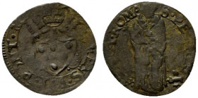 ROMA. Clemente VII (1523-34) Quattrino (g. 0,54). Stemma semiovale sormontato da chiavi decussate e triregno R/ S. Pietro stante; in basso, branche di...