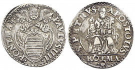 ROMA. Paolo IV (1555-1559) Testone. Stemma R/ S. Pietro seduto. Munt. 9 AR - qSPL