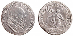 ROMA. Gregorio XIII (1572-1585) Testone (g. 9,05). Busto a ds. R/ Mosè in ginocchio a sn. trasforma la verga in serpe. Munt. 68 AR RARO - +BB