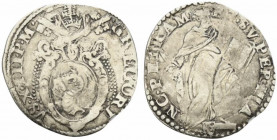 ROMA. Gregorio XIII (1572-1585) Paolo (g. 3). GREGORI - VS - XIII P M. Stemma ovale sormontato da triregno e chiavi decussate. R/ ET SVPER HA NC PETRA...