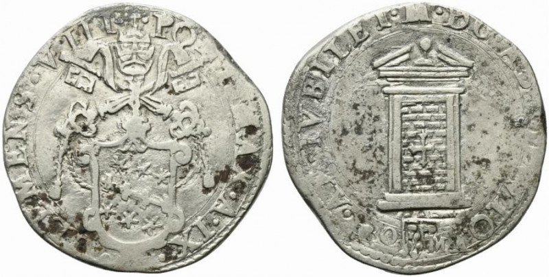 ROMA. Clemente VIII (1592-1605) Testone A/ IX (g. 9,27). CLEMENS·VIII·PONT·MAX·A...