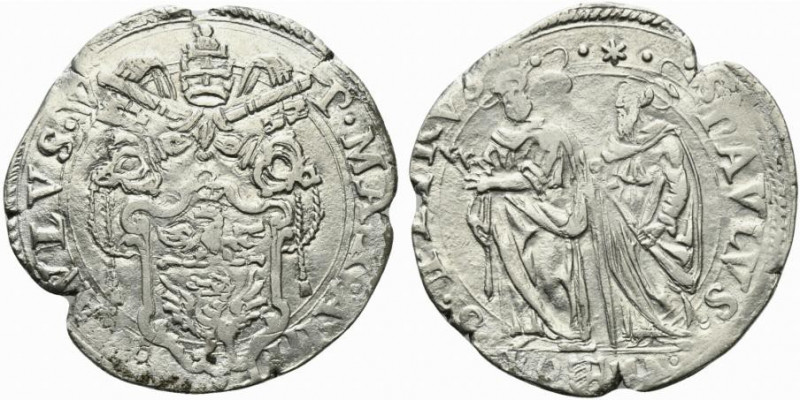 ROMA. Paolo V (1605-1621) Testone A/ IV (g. 9,46). ·PAVLVS·V P·MAX·A·IIII, Stemm...