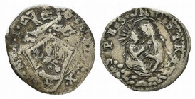 ROMA. Innocenzo X (1644-1655) Mezzo grosso A/ I (g. 0,73). Stemma R/ Busto frontale della B. Vergine e Bimbo. Munt. 70. Berm. 1845 AR - qBB