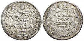 ROMA. Innocenzo XI (1676-1689) Testone 1684/ VIII (g. 9,1). Stemma tra rami di palma R/ MELIVS/ EST DARE/ QVAM/ ACCIPERE/ 1684 in cartella. Munt. 75 A...