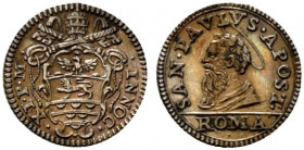 ROMA. Innocenzo XI (1676-1689) Mezzo grosso (g. 0,81). Stemma R/ Busto di S. Paolo volto a sn. Munt. 198 AR - SPL+