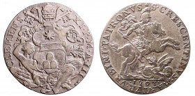 ROMA. Clemente XI (1700-1721) Mezza piastra 1703/ III (g. 12,86). Un angelo tiene lo stemma Albani R/ S. Crescentino a cavallo verso ds. Munt. 56 AR R...