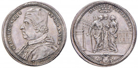 ROMA. Clemente XI (1700-1721) Testone A/ VI (g. 9,13). Stemma R/ Le tre Grazie sulla piazza del Campidoglio. Munt. 64 AR RARO - +SPL