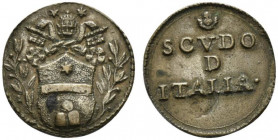 ROMA. Clemente XI (1700-1721) Peso monetale dello scudo d’Italia (g. 3,32) Stemma sormontato da triregno e chiavi decussate tra rami R/ testa di cheru...