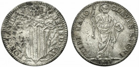 ROMA. Benedetto XIV (1740-1758) Grosso 1748/ VIII (g. 1,23). BENED XIV PON M A VIII, Stemma R/ CLAVES REGNI TIBI DABO S. Pietro stante; in esergo, 174...