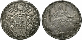 ROMA. Clemente XIV (1769-1774) Mezzo scudo 1773/ IV. CLEMENS XIV PONT MAX A IV, Stemma sormontato da tiara e chiavi decussate R/ FIAT PAX IN VIR TV TE...
