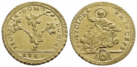 ROMA. Pio VI (1775-1799) Doppia 1788 (g. 5,47). Pianta di gigli R/ S. Pietro sulle nubi. CNI 198, Munt. 5a AU NC - SPL+