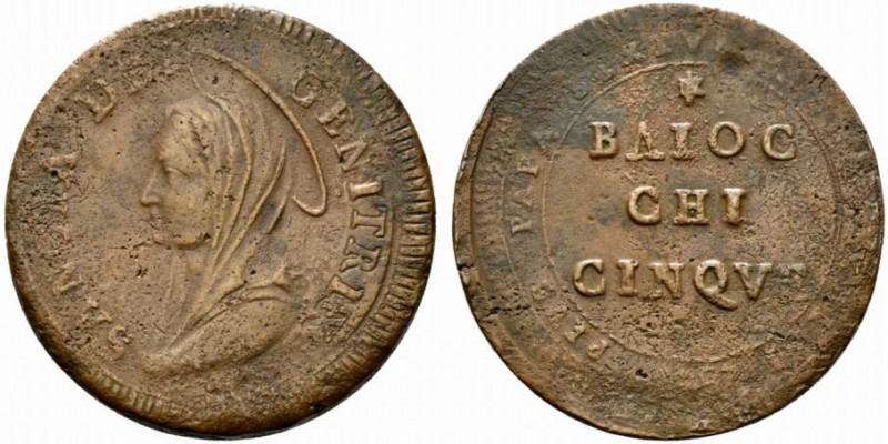 ROMA. Pio VI (1775.1799) 5 baiocchi 1797 (g. 18,42). Busto velato della B. Vergi...