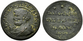 ROMA. Pio VI (1775.1799) 2 baiocchi e mezzo 1796 (g. 16,82). Busto di S. Pietro a sn. R/ BAIOCCHI/ DVE E MEZZO/ ROMANI/ 1796. Munt 100 CU - BB+