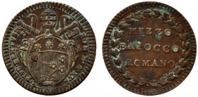 ROMA. Pio VI (1775.1799) Mezzo baiocco A/ XV (g. 5,87). Stemma R/ MEZZO/ BAIOCCO/ ROMANO in ghirlanda. Munt. 139 CU - BB+