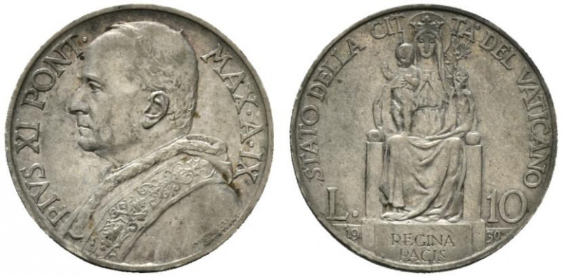 ROMA. Pio XI (1929-1939) 10 lire 1930/ IX (g. 10,06) Busto a sn. R/ Regina Pacis...