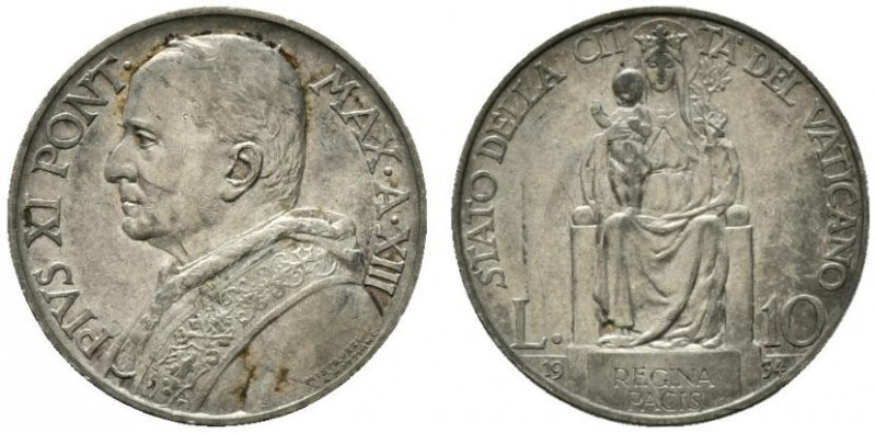 ROMA. Pio XI (1929-1939) 10 lire 1934/ XIII (g. 9,98). Busto a sn. R/ Regina Pac...