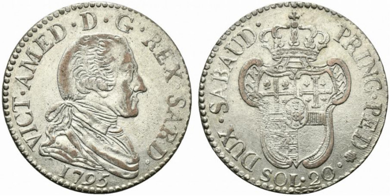 TORINO. Vittorio Amedeo III (1773-1796) 20 soldi 1795 (g. 5,39). Busto a ds. R/ ...