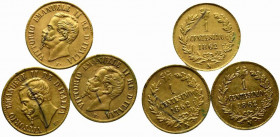 Vittorio Emanuele II (1861-1878) Lotto di 3 monete da 1 centesimo 1862 N con doratura d'epoca. Molto probabilmente queste monete furono dorate con l'i...