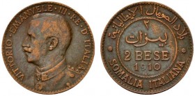 SOMALIA Vittorio Emanuele III (1900-1943) 2 bese 1910 CU - qFDC