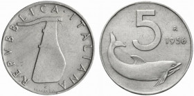 REPUBBLICA ITALIANA (monetazione in lire) (1946-2001) 5 Lire 1956. Mont. 8; Gig. 287. RR - SPL