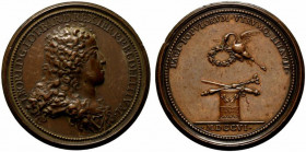 Austria. Habsburg. Carlo VI (1711-1740) AE Medaglia 1706 coniata in occasione della consegna dei luoghi fortificati alla Francia nella guerra di succe...