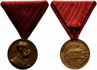Austria. Francesco Giuseppe (1848-1916) Medaglia in AE dorato con nastrino, 1898 (33mm), SIGNUM MEMORIAE 1849-1898. BB+
