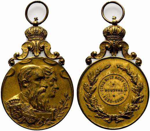 Belgio. Leopoldo II (1830-1905) Medaglia in AE dorato (47mm) con appiccagnolo pe...