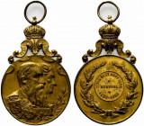 Belgio. Leopoldo II (1830-1905) Medaglia in AE dorato (47mm) con appiccagnolo per il 75° anniversario dell’indipendenza BB+