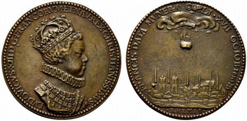 Francia. Luigi XIII di Borbone (1610-1643) AE Medaglia (47 mm) per l’incoronazio...