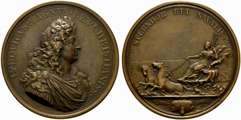 Francia. Luigi XIV (1643-1715) AE Medaglia omaggio della Lega Marittima e Coloni...