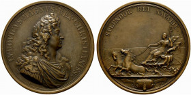 Francia. Luigi XIV (1643-1715) AE Medaglia omaggio della Lega Marittima e Coloniale s.d. (opus: MAVGER) (72 mm) Parigi. LVDOVICVS. MAGNVS. REX. CHRIST...