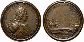 Francia. Leopoldo I (1690-1729) Medaglia 1727 per la restaurazione delle strade in Lorraine. (opus: F. de Saint-Urbain) (62 mm.) Busto di Leopoldo a d...