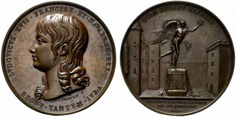 Francia. Luigi XVII (1785-1795) AE Medaglia postuma (1815-1830 ca.) a ricordo de...