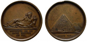 Francia. L'AN VII (1798-9). Medaglia in AE che commemora conquista del basso Egitto (opus: Brenet) (27mm). Personificazione del Nilo sdraiato vicino a...