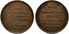 Periodo Napoleonico (1796 al 1815) Medaglia in AE 1800 per la fondazione del Quai Desaix (42mm). In sette linee: Ier/ CONSUL/ BONAPARTE/ 2E Cl CAMBACE...