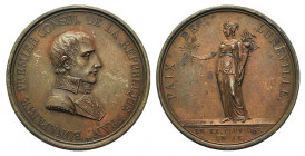 Francia. Napoleone Bonaparte, Consolato (1795-1815). AE Medaglia 1801 per la Pace di Luneville. (opus: Andrieu) (42mm, 35,9g.). BONAPARTE PREMIER CONS...