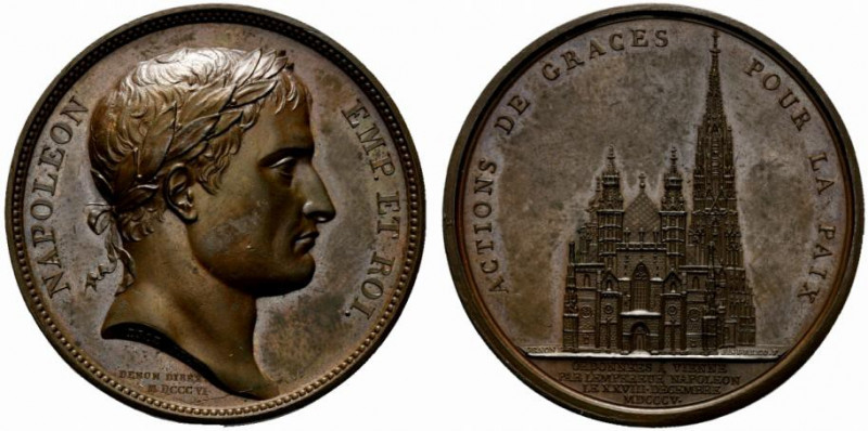 Francia. Napoleone I, Imperatore (1804-1814) AE Medaglia 1805 per il TE DEUM nel...