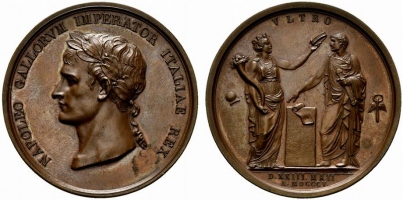 Francia. Napoleone I, Imperatore (1804-1814) AE Medaglia 1805 (opus: L. Manfredi...