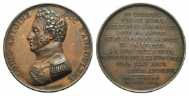 Francia. Luigi Antonio di Borbone duca di Angouleme, maresciallo francese (morto nel 1815). AE Medaglia, Parigi 1815 (opus: Gayard) (40 mm.) LOUIS ANT...