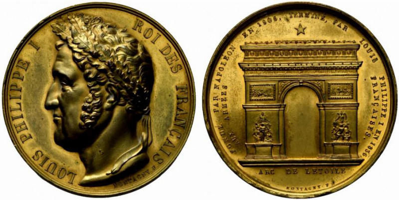 Francia. Luigi Filippo (1830-1848) Medaglia in AE dorato 1836 per celebrare il c...