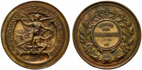 Francia. AE Medaglia 1896 (40mm, 32,55g) Union Des Stenographes. Allegoria della Stenografia. R/ Legenda entro corona d'alloro. SPL