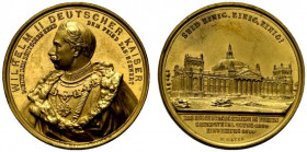 Germania. Brandeburgo, Guglielmo II (1888-1918), Medaglia in AE dorato 1894 (32mm) per l'inaugurazione del Reichstag a Berlino. (opus: H. Dürrich e K....