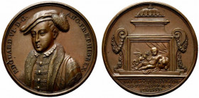 Gran Bretagna. Edoardo VI (1547-1553). AE Medaglia (41mm) (opus: J. Dassier) EDOUARD VI D G, busto a sinistra. R/ NAT 12 OCTOB 1537 COR 20 FEBR 1547 M...
