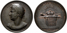 Gran Bretagna. Giorgio IV (1820-1830) AE Medaglia per l’incoronazione 1821 (55mm) Busto laureato a s. R/ Spada e corona regale su cippo iscritto. SPL,...