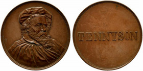 Gran Bretagna. Tennyson Alfred Baron (1809-1892) Celebre poeta vittoriano. AE Medaglia 1892. (opus:  J. Rochelle Thomas, b.  Lauer) (60mm) Busto con m...