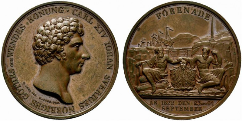 Svezia. Carlo XIV Givanni (1818-1844) AE Medaglia 1822 per l’apertura del canale...