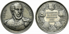 Ungheria. Lajos Kossuth (1802-1894) Medaglia in metallo bianco. Busto frontale. R/ Legenda entro corona. BB, colpetti sui bordi