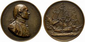 USA. John Paul Jones (1747-1792) Medaglia 1779 (opus: A. Dupré) (56 mm.) La cattura della fregata britannica HMS Serapis da parte della USS Bonhomme R...